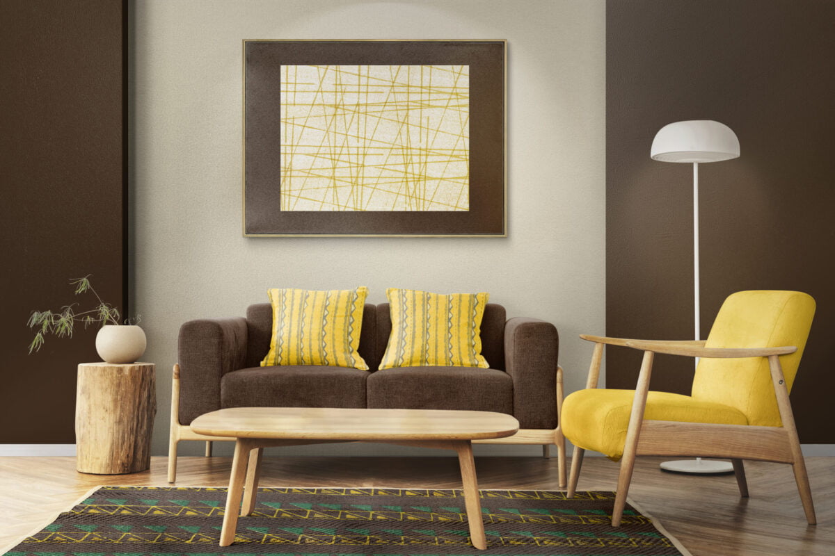 interior design 3D living room fotoliu, canapea, veioza