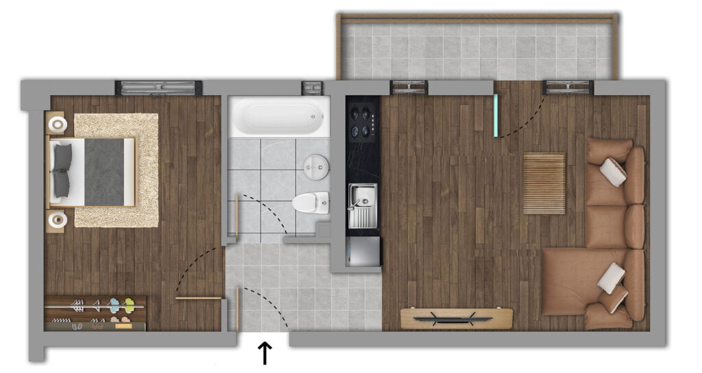 randare 2d plan apartament floor-plan